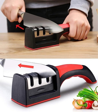 Premium Knife Sharpener – Multi-Stage Manual Kitchen Knife Sharpening Tool