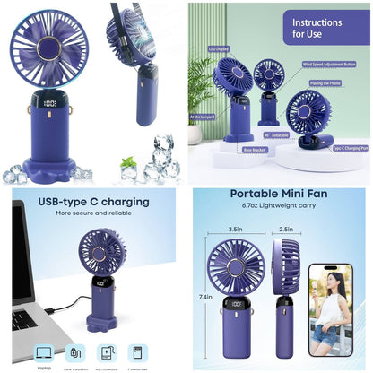 Mini Portable Fan – USB Rechargeable Handheld & Desktop Cooling Fan