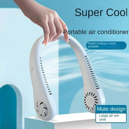 Portable Bladeless Neck Fan – USB Rechargeable Hands-Free Cooling Fan with 22 Air Outlets