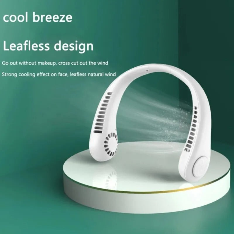 Portable Bladeless Neck Fan – USB Rechargeable Hands-Free Cooling Fan with 22 Air Outlets