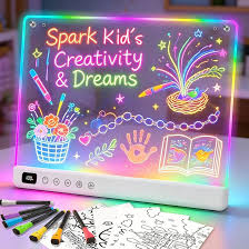 LED Light Up Writing Board | USB Rechargeable Acrylic Message Board with Neon Glow Pen