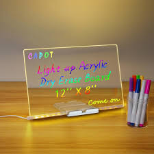LED Light Up Writing Board | USB Rechargeable Acrylic Message Board with Neon Glow Pen