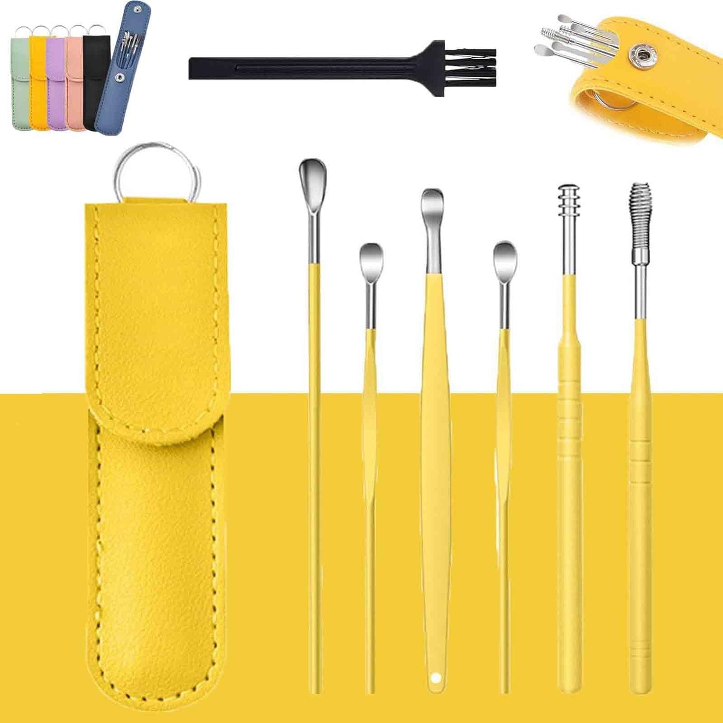 Professional Ear Cleaner Kit – Stainless Steel Earwax Removal Tools with PU Leather Case