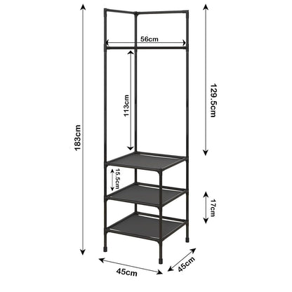 3-Layer Multifunctional Corner Coat Rack – Nail-Free Waterproof Space-Saving Storage Organizer