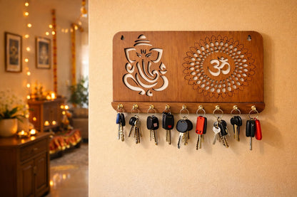 Multipurpose Wooden Key Holder – Decorative Wall Hanging Key Organizer for Home & Office