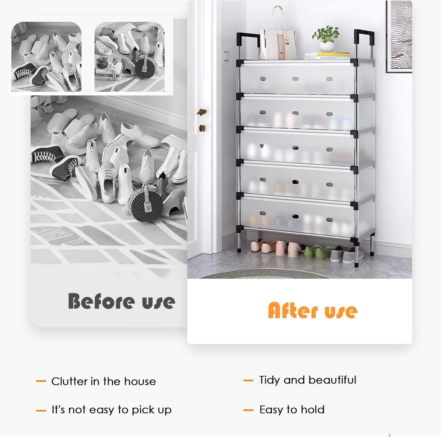 5-Layer Dustproof Shoe Rack Organizer – Foldable Plastic Shoe Storage Cabinet with Cover