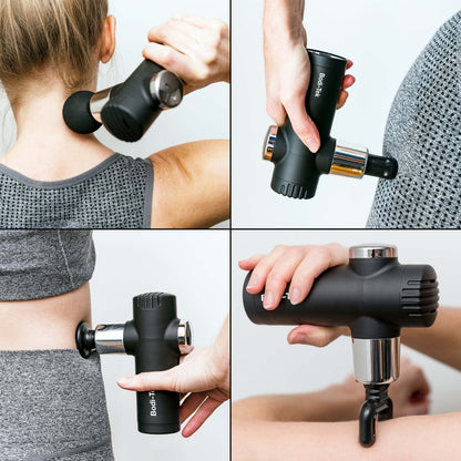 4-in-1 Deep Tissue Massage Gun – Handheld Electric Percussion Massager with 4 Attachments