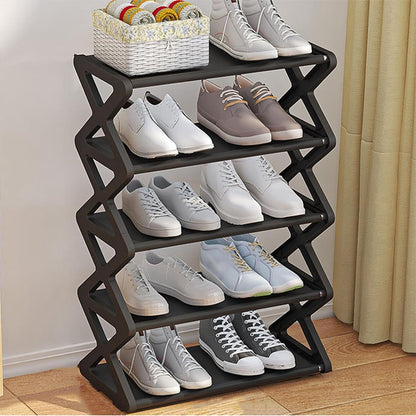 5-Layer Dustproof Shoe Rack Organizer – Foldable Plastic Shoe Storage Cabinet with Cover