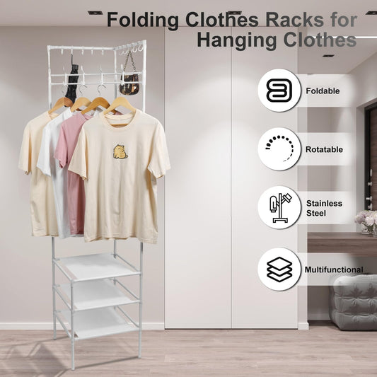 3-Layer Multifunctional Corner Coat Rack – Nail-Free Waterproof Space-Saving Storage Organizer