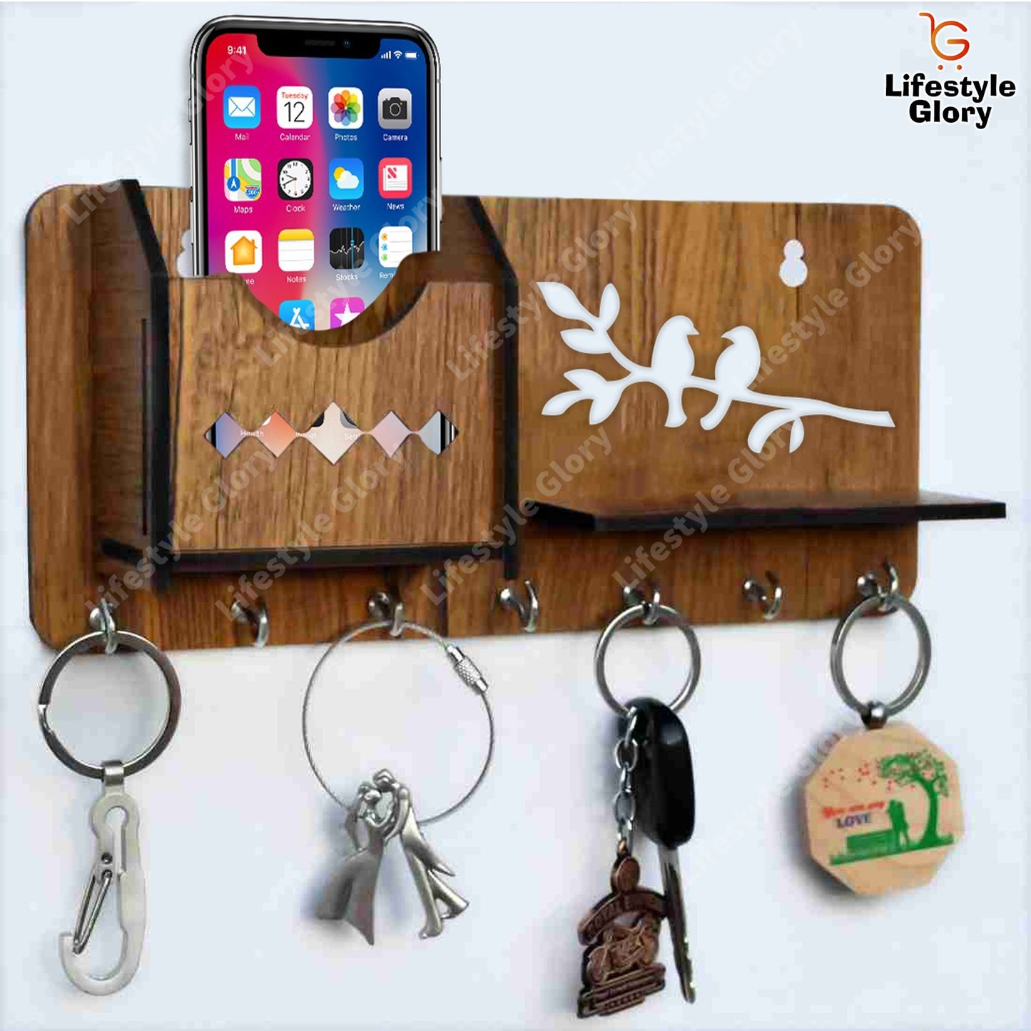Multipurpose Wooden Key Holder – Decorative Wall Hanging Key Organizer for Home & Office