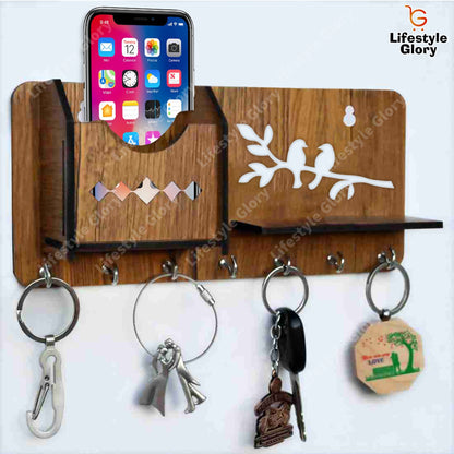 Multipurpose Wooden Key Holder – Decorative Wall Hanging Key Organizer for Home & Office