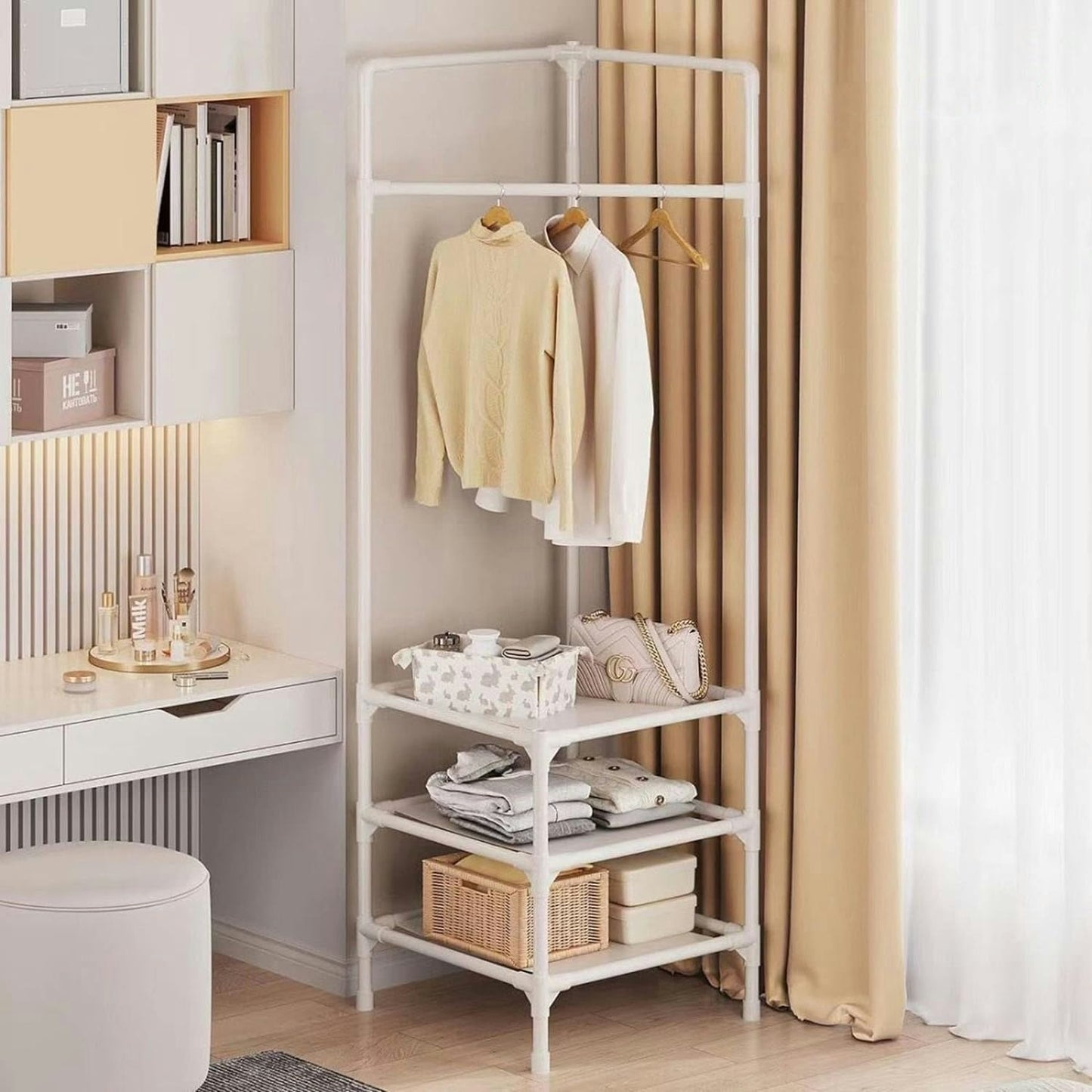 3-Layer Multifunctional Corner Coat Rack – Nail-Free Waterproof Space-Saving Storage Organizer