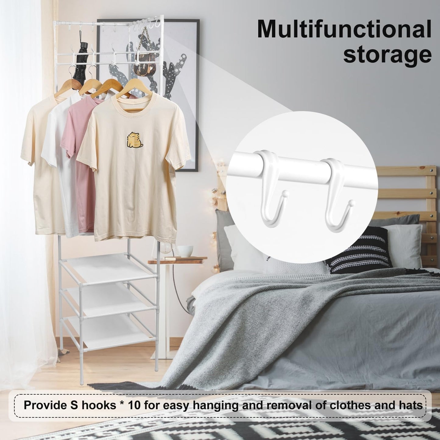 3-Layer Multifunctional Corner Coat Rack – Nail-Free Waterproof Space-Saving Storage Organizer